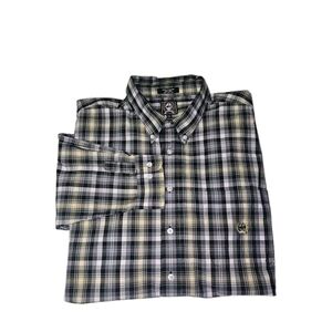 Cinch Men's Black, White, and Yellow Plaid Shirt